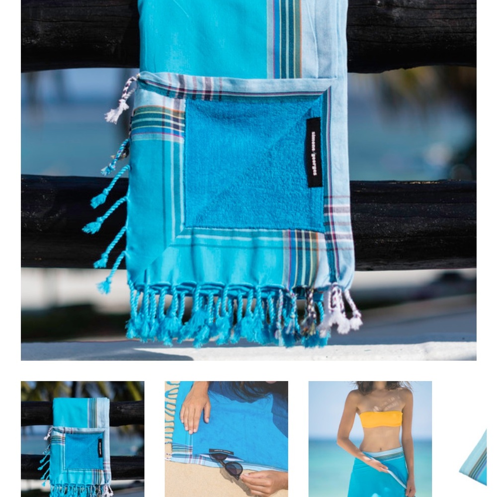 Blue Striped Beach Towel with Fringe